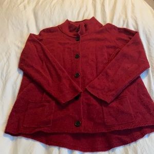 Red wool cardigan XL